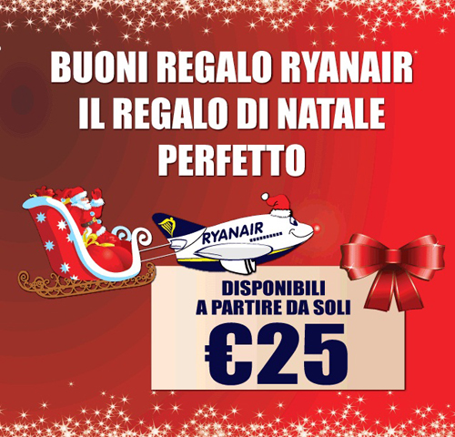 Idee regalo per Natale: on line i buoni regalo Ryanair